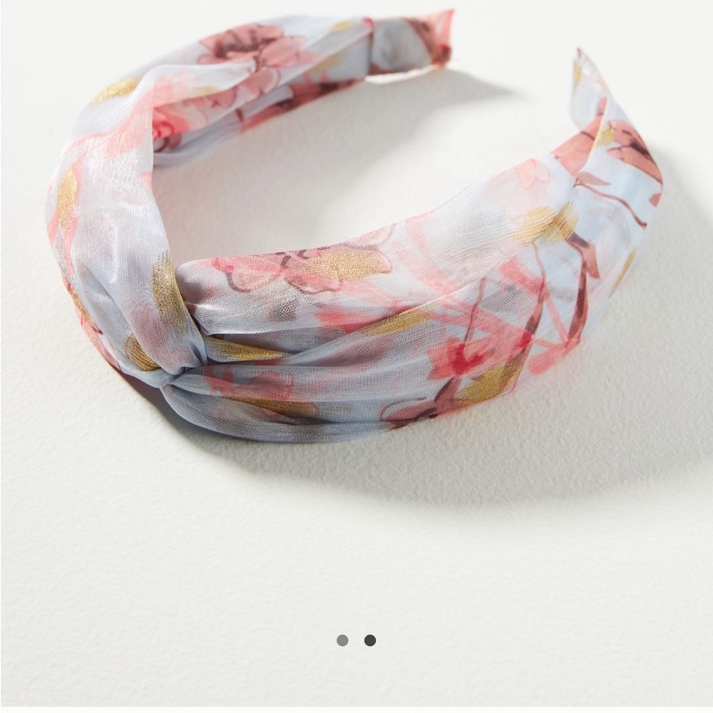 Anthropologie Floral Twist Headband in Light Blue, Pink & Gold NWOT - Picture 4 of 5